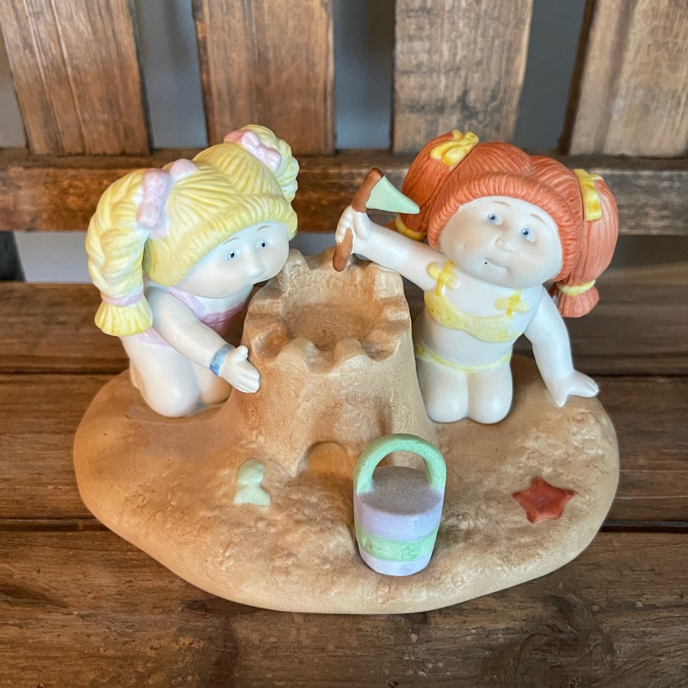 Vintage 1985 Cabbage Patch Ceramic Figurine - Building A Sand Castle - Xavier